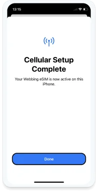 Tap Done to finalize the setup